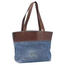 CHANEL Tote Bag Denim Blue CC