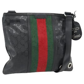 GUCCI GG Implementation Web Sherry Line Bag Black Silver Red 269379