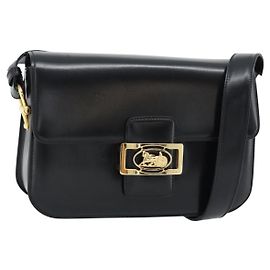 Céline CELINE Horse Carriage Shoulder Bag Leather Black Gold