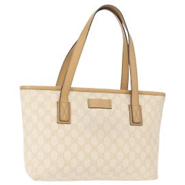 GUCCI GG Supreme Shoulder Bag PVC Beige Gold 211133