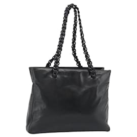 PRADA Tote Bag mit Kunststoffkette Leder Schwarz Silber