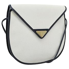 SAINT LAURENT Shoulder Bag Coated Canvas White Gold