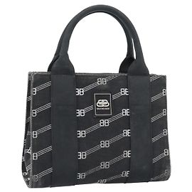 BALENCIAGA Hand Bag Canvas 2way Black Silver 620882