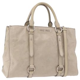 Miu Miu Hand Bag Leather 2way Gray Silver