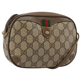 GUCCI GG Supreme Web Sherry Line Bag PVC Beige Gold 89 02 066