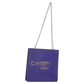 CHANEL Hologram Line Chain Shoulder Bag Nylon Purple Silver CC