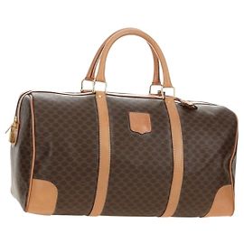 Céline CELINE Macadam Canvas Boston Bag PVC Leder Braun Gold
