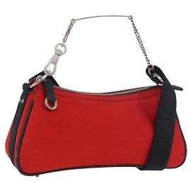 Christian Dior Hardcore Schultertasche Canvas Silber Rot