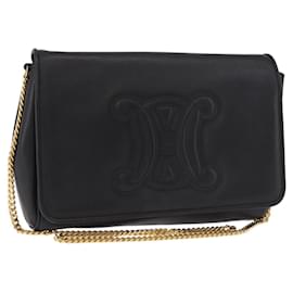 Céline CELINE Chain Shoulder Bag Leather Black Gold