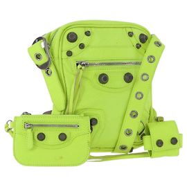 BALENCIAGA Le Cagole Shoulder Bag Leather Green 719065