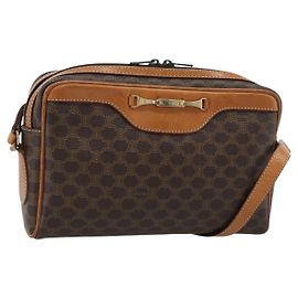 Céline CELINE Macadam Canvas Shoulder Bag PVC Leather Brown Gold