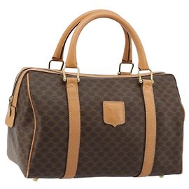 Céline CELINE Bolso de mano de lona Macadam PVC Cuero Marrón Dorado