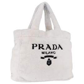 PRADA Tote Bag Pile White Silver