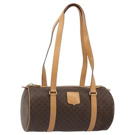 Céline CELINE Macadam Canvas Hand Bag PVC Leather Brown Gold