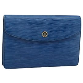 LOUIS VUITTON Epi Montaigne 23 Clutch Bag Blue M52665 LV