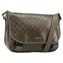 GUCCI GG Implementation Shoulder Bag PVC Gray Silver 201447