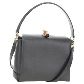 GUCCI Bamboo Hand Bag Leather 2way Gray Gold 000 926 0175