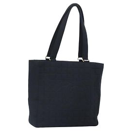 CHANEL Tote Bag Cotton Gold Black CC