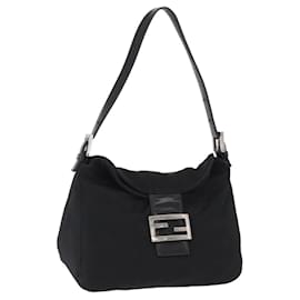 FENDI Mamma Baguette Shoulder Bag Nylon Black Silver