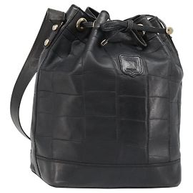 Céline CELINE Bolso de Hombro de Piel Negro Dorado