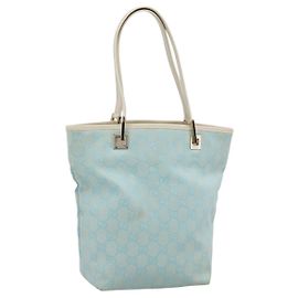 GUCCI GG Canvas Tote Bag Light Blue Gold 002 1099 2404