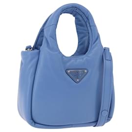 PRADA Hand Bag Leather 2way Light Blue Silver