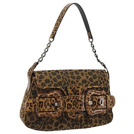 FENDI Bolsa de Ombro Canvas Castanho Dourado
