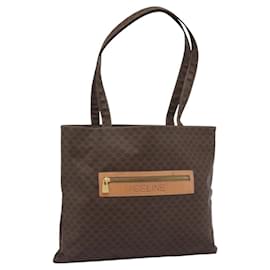 CELINE Bolsa Tote em lona Macadam PVC Couro Castanho dourado - Céline