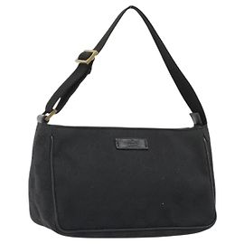 GUCCI GG Canvas Hand Bag Black Gold 106644
