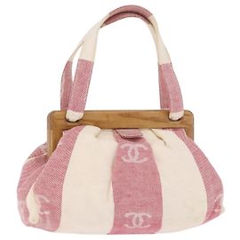 CHANEL Hand Bag Canvas Pink Gold CC