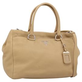 PRADA Hand Bag Vittero Dino Leather 2way Beige Silver