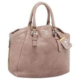 PRADA Hand Bag Vittero Dino Leather Pink Gold Silver