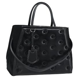 FENDI Hand Bag Patent Leather 2way Black Silver