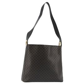 Céline CELINE Macadam Canvas Shoulder Bag PVC Leather Black Gold