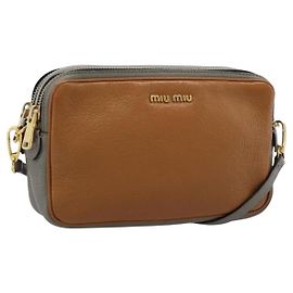Miu Miu Shoulder Bag Leather Brown Gold