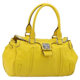 Céline CELINE Hand Bag Leather Yellow Silver