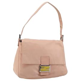 FENDI Mamma Baguette Shoulder Bag Leather Pink Silver