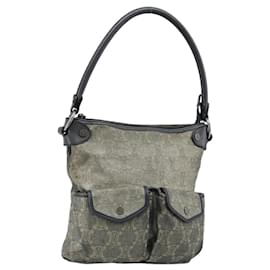 Céline CELINE Paris Macadam Canvas Shoulder Bag Denim Gray Silver