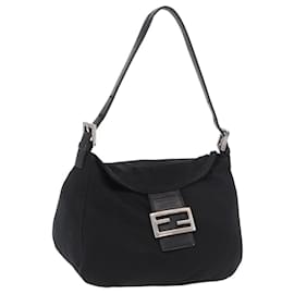 FENDI Bolso de Hombro Mamma Baguette de Jersey de Algodón Negro Plata