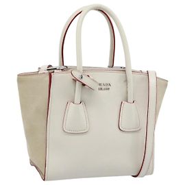 PRADA Handtasche Leder 2way Weiß Silber
