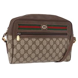 GUCCI GG Supreme Web Sherry Line Shoulder Bag PVC Beige Red