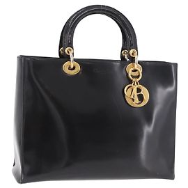 Bolsa Christian Dior Verniz Preto Ouro