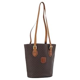 Céline CELINE Macadam Canvas Tote Bag PVC Leather Brown Gold