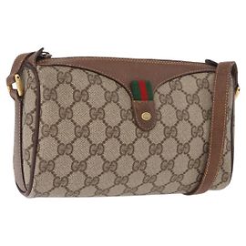 GUCCI GG Supreme Web Sherry Line Bag PVC Beige Gold 89 02 018