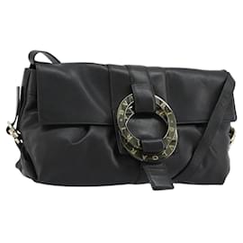 Bulgari BVLGARI Chandra Shoulder Bag Leather Black Gold