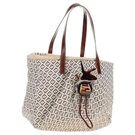 FENDI Bolso Tote de lona Zucchino White Gold - Fendi