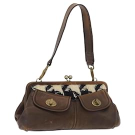 Miu Miu Hand Bag Leather Brown Silver