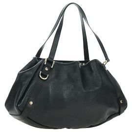 GUCCI Guccissima GG Canvas Abbey Tote Bag Leather Black Gold 130736