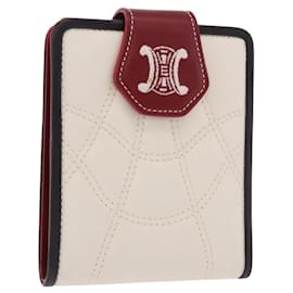 Céline CELINE Compact Wallet Leather White Silver