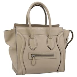 Céline CELINE Luggage Micro Shopper Hand Bag Leather Beige